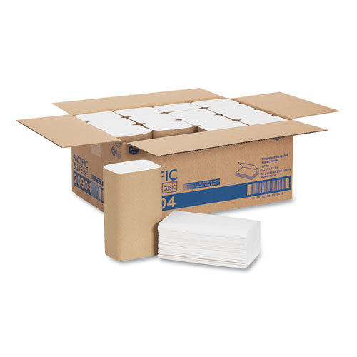 Image of Georgia Pacific® Professional Pacific Blue Basic S-Fold Paper Towels, 1-Ply, 10.25 x 9.25, White, 250/Pack, 16 Packs/Carton