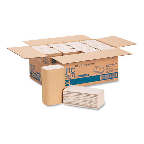 Image of Georgia Pacific® Professional Pacific Blue Basic S-Fold Paper Towels, 1-Ply, 10.25 x 9.25, Brown, 250/Pack, 16 Packs/Carton