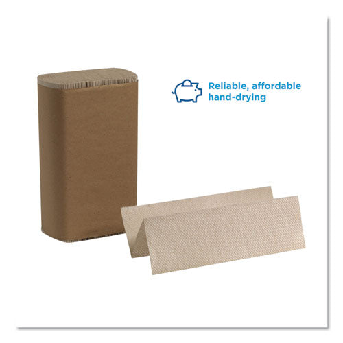 Image of Georgia Pacific® Professional Pacific Blue Basic M-Fold Paper Towels, 1-Ply, 9.2 x 9.4, Brown, 250/Pack, 16 Packs/Carton