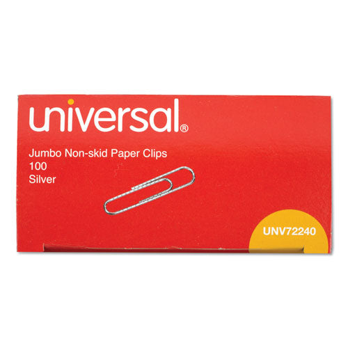 Image of Universal® Paper Clips, Jumbo, Nonskid, Silver, 100 Clips/Box, 10 Boxes/Pack
