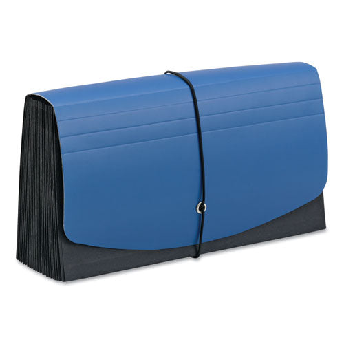 Image of Smead Handy File with Pockets, 21 Sections, Elastic Cord Closure, 1/2-Cut Tabs, Check Size, Black/Blue
