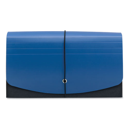 Image of Smead Handy File with Pockets, 21 Sections, Elastic Cord Closure, 1/2-Cut Tabs, Check Size, Black/Blue