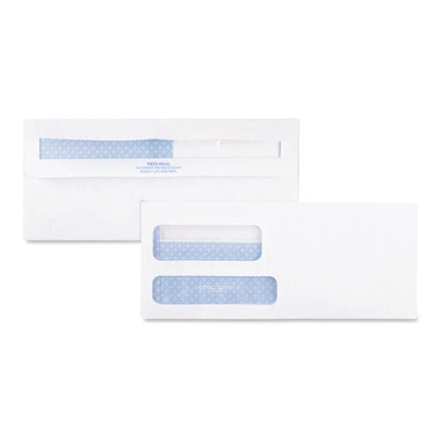Image of Quality Park Double Window Redi-Seal Security-Tinted Envelope, #9, Commercial Flap, Redi-Seal Adhesive Closure, 3.88 x 8.88, White, 500/BX