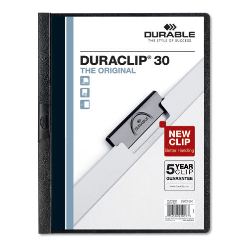 Image of Durable® DuraClip Report Cover, Clip Fastener, 8.5 x 11, Clear/Black, 5/Pack