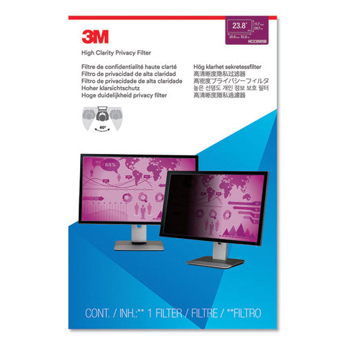 Image of 3M High Clarity Privacy Filter for 23.8" Widescreen Flat Panel Monitor, 16:9 Aspect Ratio
