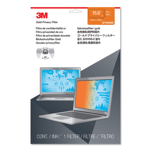 Image of 3M Gold Frameless Privacy Filter For 15.6" Widescreen Laptop, 16:9 Aspect Ratio