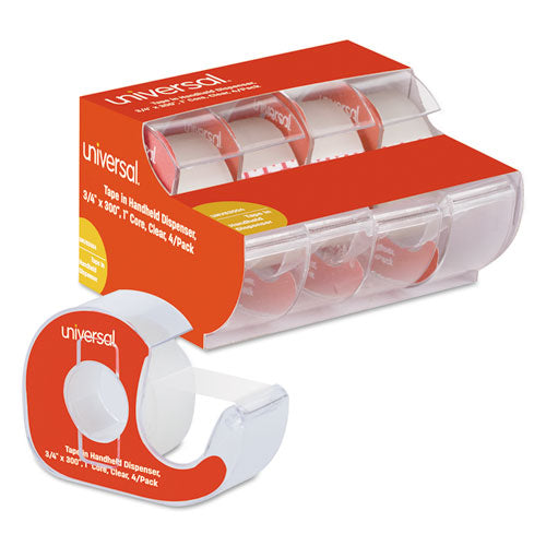 Image of Universal® Invisible Tape With Handheld Dispenser, 1" Core, 0.75" X 25 Ft, Clear, 4/pack