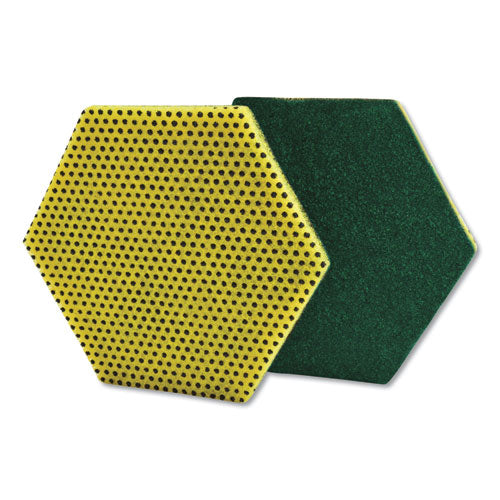 Image of Scotch-Brite Dual Purpose Scour Pad, 5 x 5.75, Green/Yellow, 15/Carton