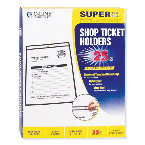 Image of C-Line® Shop Ticket Holders, Stitched, Both Sides Clear, 50 Sheets, 8.5 x 11, 25/Box