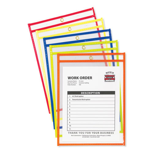 Image of C-Line® Stitched Shop Ticket Holders, Neon, Assorted 5 Colors, 75", 9 X 12, 10/pack