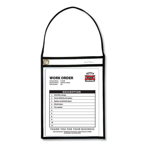 Image of C-Line® 1-Pocket Shop Ticket Holder w/Setrap, Black Stitching, 75-Sheet, 9 x 12, 15/Box