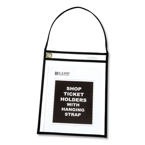 Image of C-Line® 1-Pocket Shop Ticket Holder w/Setrap, Black Stitching, 75-Sheet, 9 x 12, 15/Box