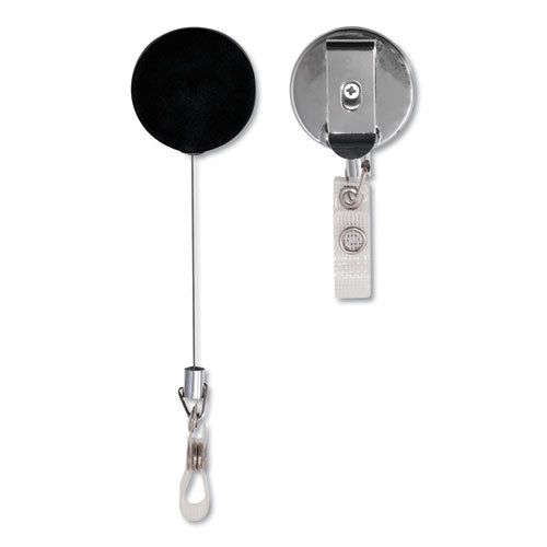 Image of Advantus Premier Heavy-Duty Retractable ID Card Reel, 24" Extension, Black/Silver, 12/Box