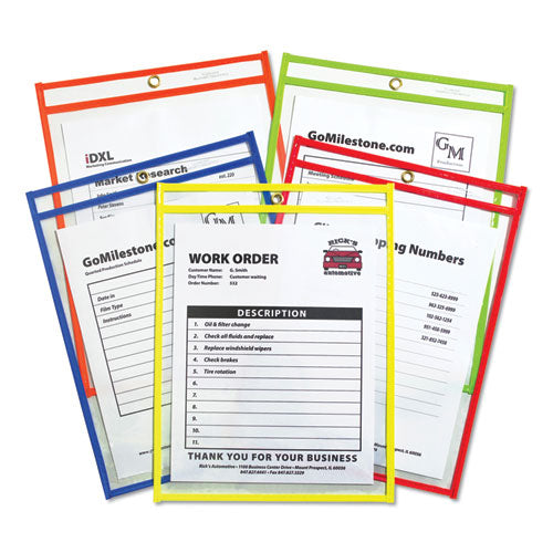 Image of C-Line® Stitched Shop Ticket Holders, Neon, Assorted 5 Colors, 75", 9 X 12, 25/bx