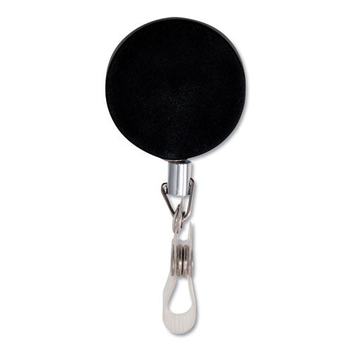 Image of Advantus Premier Heavy-Duty Retractable ID Card Reel, 24" Extension, Black/Silver, 12/Box