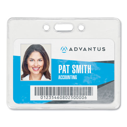 Image of Advantus Proximity ID Badge Holders, Horizontal, Clear 3.75" x 3" Holder, 3.5" x 2.25" Insert, 50/Pack