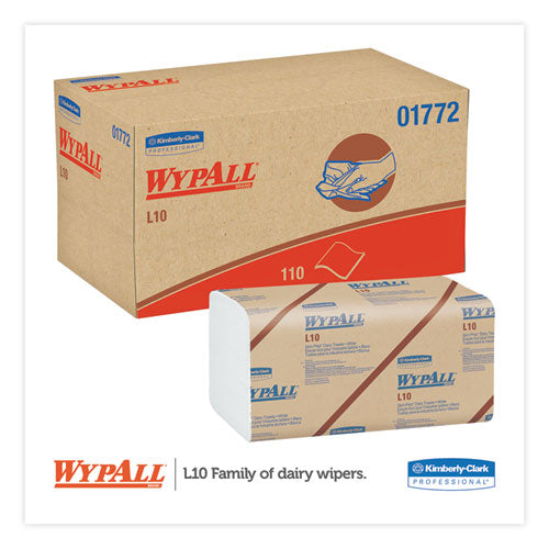 Image of WypAll® L10 SANI-PREP Dairy Towels, POP-UP Box, 1-Ply, 10.25 x 10.5, White, 110/Pack, 18 Packs/Carton