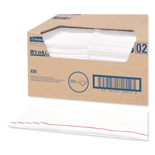Image of WypAll® X50 Foodservice Towels, 1/4 Fold, 23.5 x 12.5, White, 200/Carton