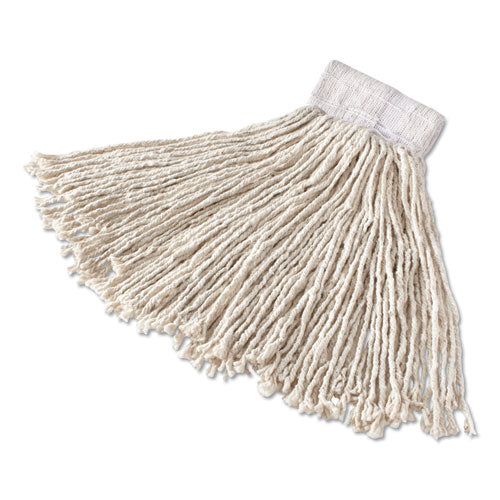 Image of Rubbermaid® Commercial Super Stitch Cotton Looped End Wet Mop Head, Large, 1" White Headband, 6/Carton