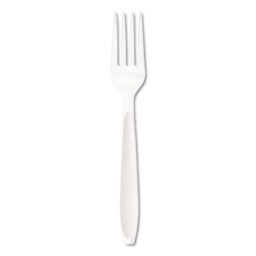 Image of SOLO® Impress Heavyweight Full-Length Polystyrene Cutlery, Fork, Plastic, White, 1,000/Carton