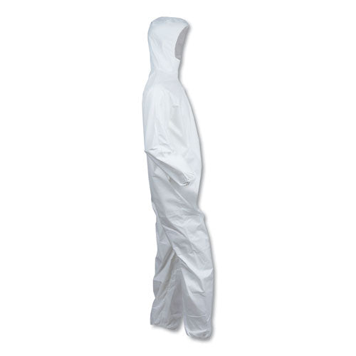 Image of KleenGuard A40 Elastic-Cuff and Ankle Hooded Coveralls, Large, White, 25/Carton