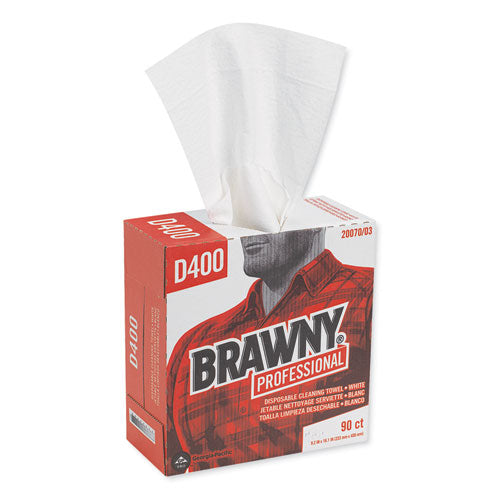 Image of Brawny® Professional Medium Duty Premium DRC Wipers, 1-Ply, 9.25 x 16.3, Unscented, White, 90/Box