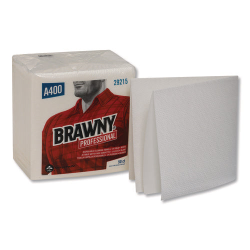 Image of Brawny® Professional All Purpose Wipers, 13 x 13, White, 50/Pack, 16/Carton