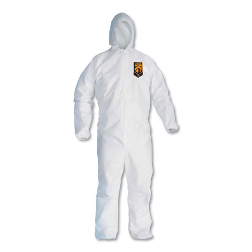 Image of KleenGuard A30 Elastic Back And Cuff Hooded Coveralls, Medium, White, 25/carton