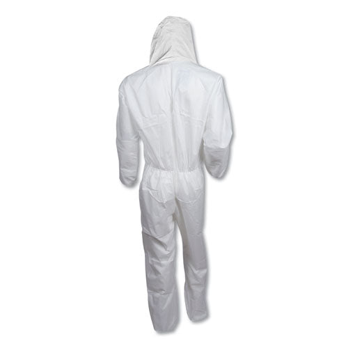 Image of KleenGuard A20 Elastic Back, Cuff And Ankles Hooded Coveralls, 4x-Large, White, 20/carton