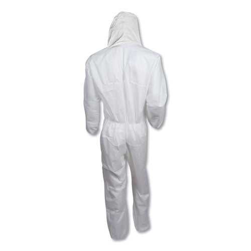 Image of KleenGuard A30 Elastic Back And Cuff Hooded Coveralls, Medium, White, 25/carton