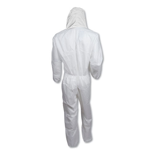 Image of KleenGuard A30 Elastic-Back and Cuff Hooded Coveralls, X-Large, White, 25/Carton