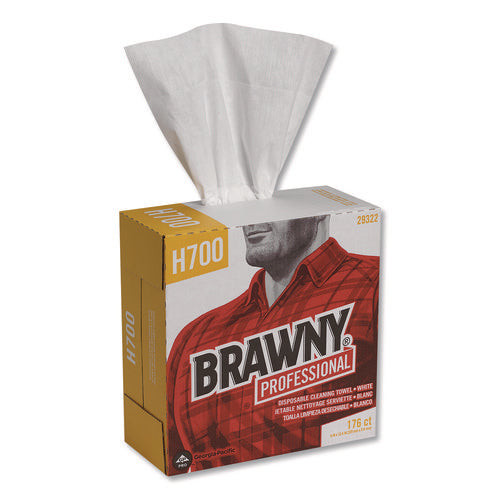 Image of Brawny® Professional Heavyweight HEF Disposable Shop Towels, 9 x 12.5, White, 176/Box, 10 Box/Carton