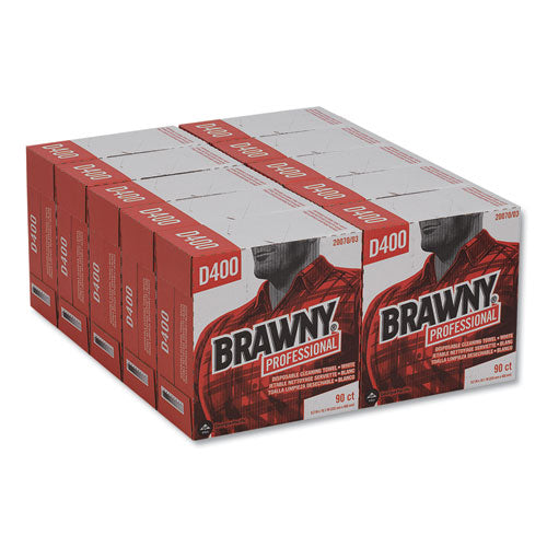 Image of Brawny® Professional Medium Duty Premium DRC Wipers, 1-Ply, 9.25 x 16.3, Unscented, White, 90 Wipes/Box, 10 Boxes/Carton