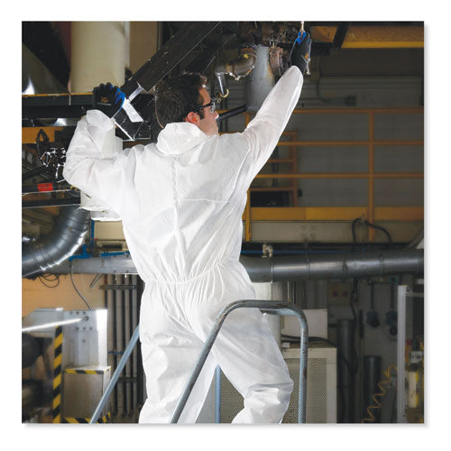 Image of KleenGuard A30 Elastic Back And Cuff Hooded Coveralls, Medium, White, 25/carton