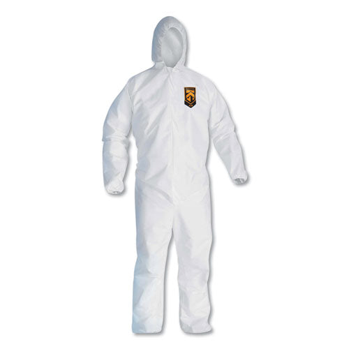 Image of KleenGuard A20 Elastic Back, Cuff And Ankles Hooded Coveralls, 4x-Large, White, 20/carton