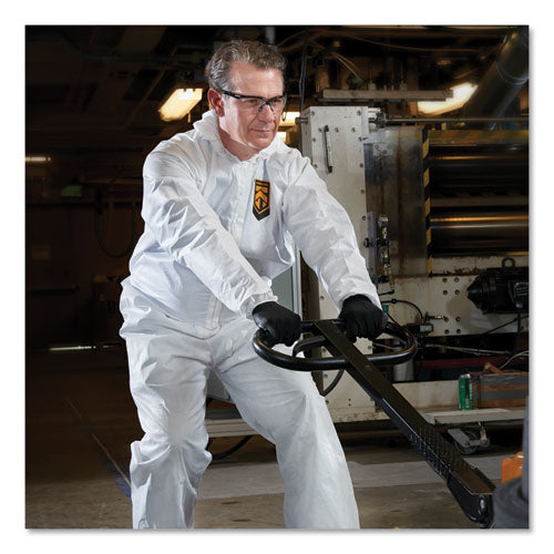 Image of KleenGuard A30 Elastic Back And Cuff Hooded Coveralls, Medium, White, 25/carton