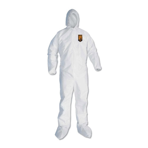 Image of KleenGuard A30 Elastic Back and Cuff Hooded/Boots Coveralls, 3XL, White 21/Carton