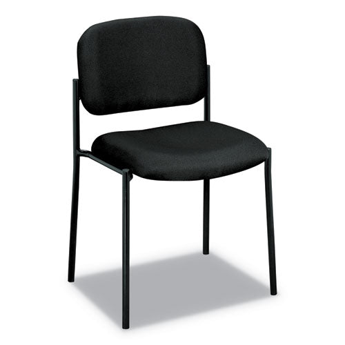 Image of HON® VL606 Stacking Guest Chair without Arms, Fabric Upholstery, 21.25" x 21" x 32.75", Black Seat, Black Back, Black Base