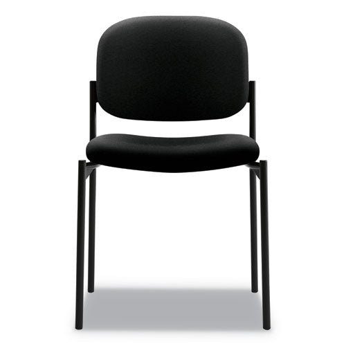 Image of HON® VL606 Stacking Guest Chair without Arms, Fabric Upholstery, 21.25" x 21" x 32.75", Black Seat, Black Back, Black Base