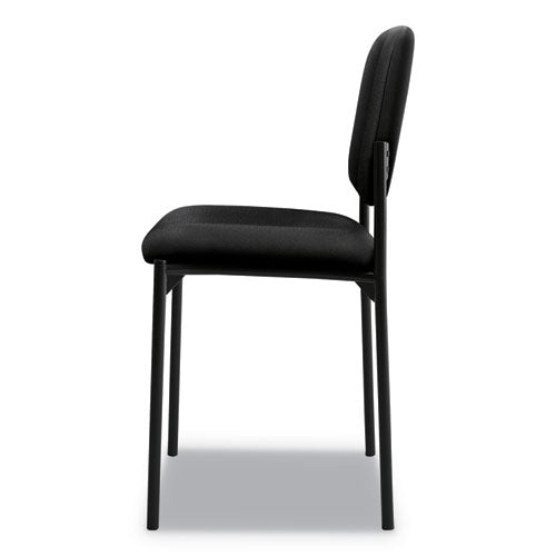 Image of HON® VL606 Stacking Guest Chair without Arms, Fabric Upholstery, 21.25" x 21" x 32.75", Black Seat, Black Back, Black Base