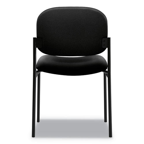 Image of HON® VL606 Stacking Guest Chair without Arms, Fabric Upholstery, 21.25" x 21" x 32.75", Black Seat, Black Back, Black Base