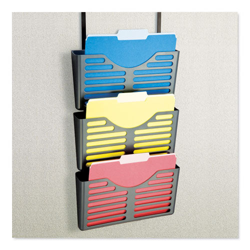 Image of Officemate VerticalMate Cubicle Wall File Pocket, 3 Sections, Letter Size, 13.5" x 6" x 28", Charcoal, 3/Pack