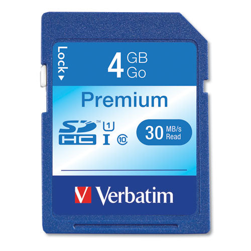 Image of Verbatim® 4gb Premium Sdhc Memory Card, Uhs-I U1 Class 10, Up To 30mb/s Read Speed