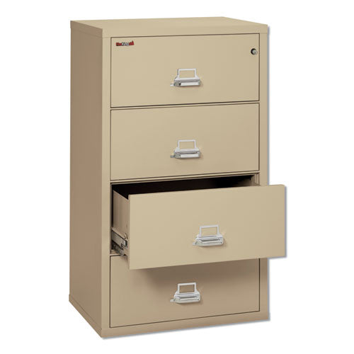 Image of FireKing® Insulated Lateral File, 4 Legal/letter-Size File Drawers, Parchment, 31.13" X 22.13" X 52.75", 260 Lb Overall Capacity