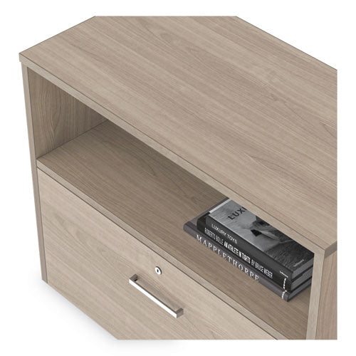 Image of Linea Italia® Urban Series Cabinet Credenza Pedestal with Lateral File, 35.25w x 15.25d x 23.75h, Natural Walnut