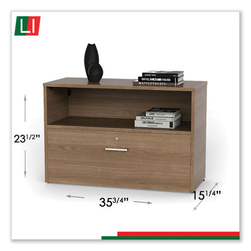Image of Linea Italia® Urban Series Cabinet Credenza Pedestal with Lateral File, 35.25w x 15.25d x 23.75h, Natural Walnut