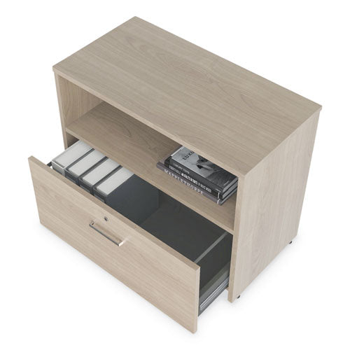 Image of Linea Italia® Urban Series Cabinet Credenza Pedestal with Lateral File, 35.25w x 15.25d x 23.75h, Natural Walnut