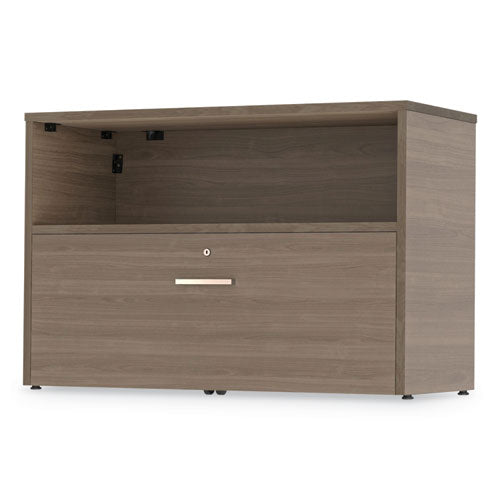 Image of Linea Italia® Urban Series Cabinet Credenza Pedestal with Lateral File, 35.25w x 15.25d x 23.75h, Natural Walnut