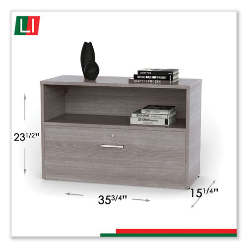 Image of Linea Italia® Urban Series Cabinet Credenza Pedestal with Lateral File, 35.25w x 15.25d x 23.75h, Ash
