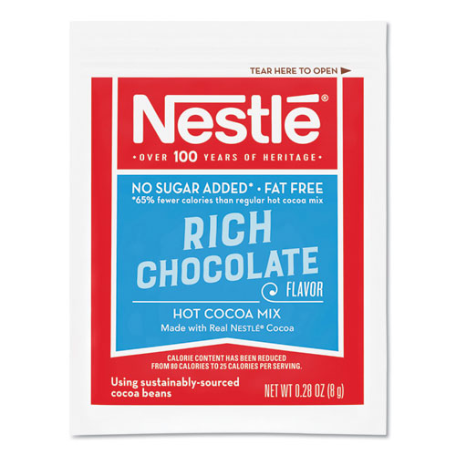 Image of Nestle® No-Sugar-Added Hot Cocoa Mix Envelopes, Rich Chocolate, 0.28 Oz Packet, 30/box
